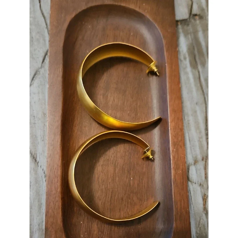 Matte Gold-Tone Wide Hoop Earrings